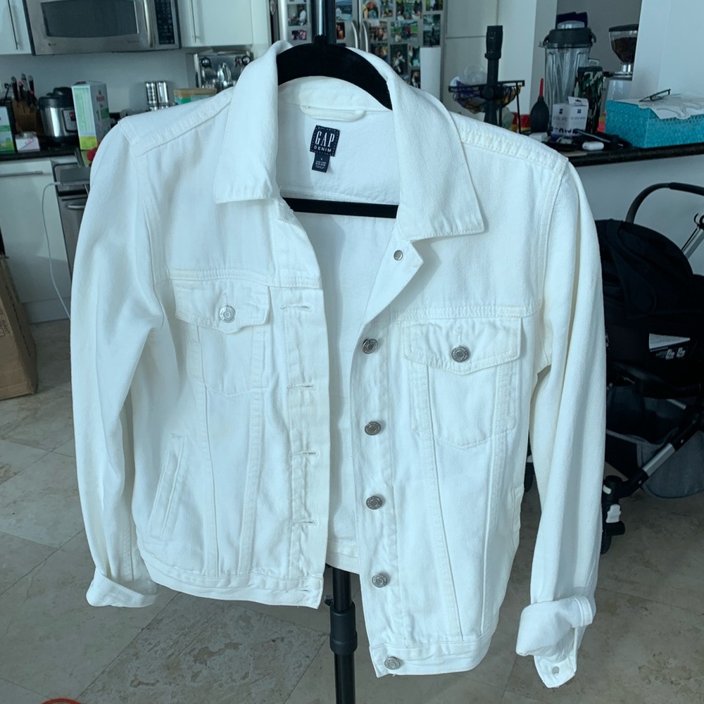 Gap white denim jacket